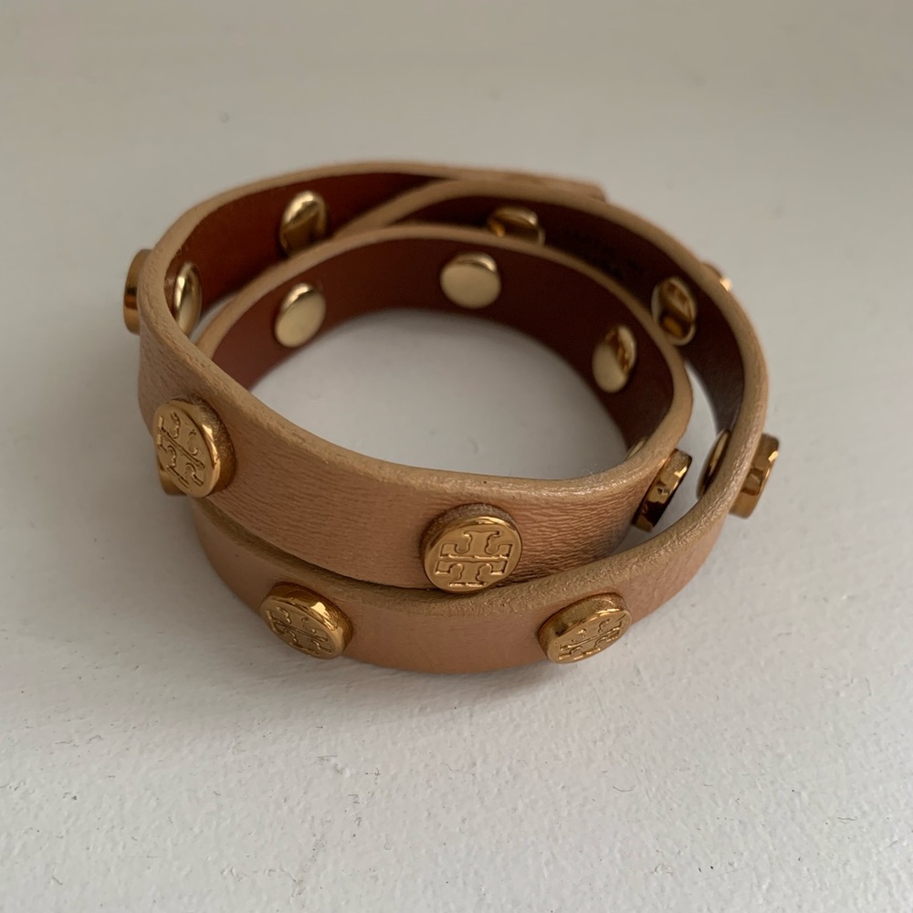 Tory Burch Double Wrap Logo Stud Bracelet